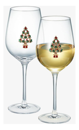 Juego De 2 Copas De Vino De Árbol De Navidad Con Tallo De Di