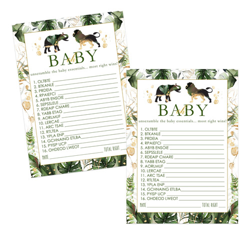 Paper Clever Party Juego Palabra Tropical Para Baby Shower 