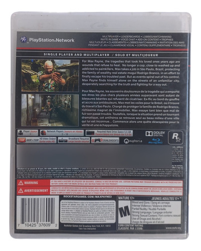 Max Payne 3 - Mídia Física Ps3 C/manual (Usado)