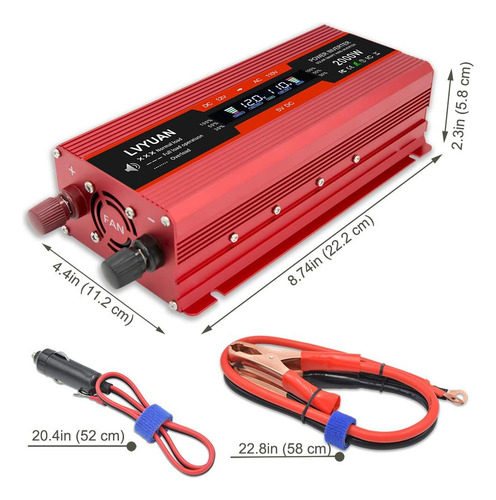 Inversor De Corriente De Coche De 1000 W 2000 W Peak Co...