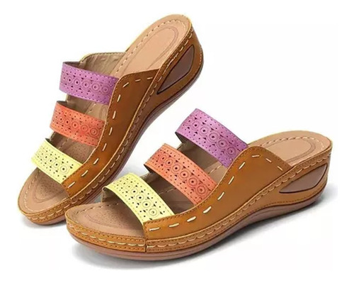 Sandalias De Mujer Sandalias Casuales Ligeras Con Velcro*1