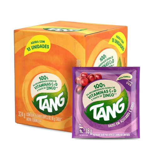 Refresco Em Pó Uva Pacote 18 Sachês 18g Tang
