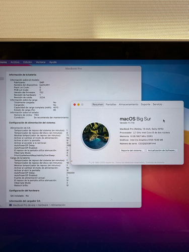 Apple Macbook Pro (retina, 13- Inch, 2015) (usado) Impecable Gris (Usado)