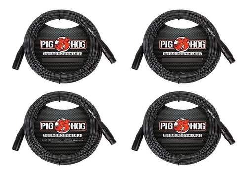 4 Cables Microfono Phm30bkw Black-white 9.14m Pig Hog