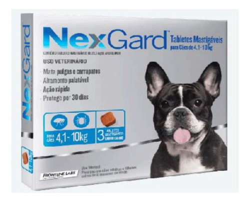 Antipulgas E Carrapatos Nexgard 4 A 10 Kg 3 Comprimidos