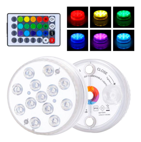 Luz Sumergible 13 Leds Rgb Control Remoto Piscina Pecera