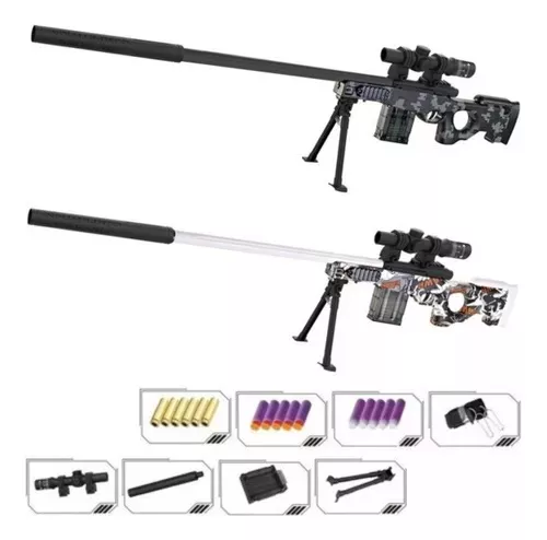 Rifle De Precisão Sniper De Brinquedo Arma Mira A Lazer Nerf