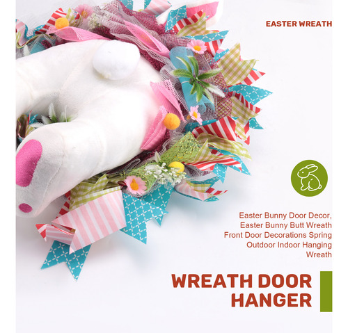 Decoración De Puerta De Conejo De Pascua, Corona De Conejo D