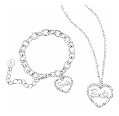 Juego De Collar Y Pulsera Con Corazón De Cristal De Barbie