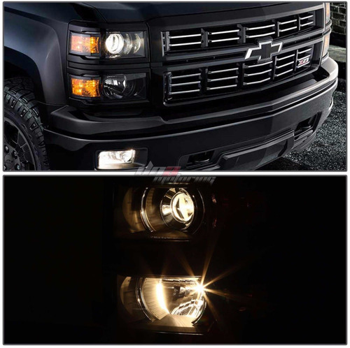 Par Faros Lupa Chevrolet Cheyenne Silverado 2014 2015 Negros