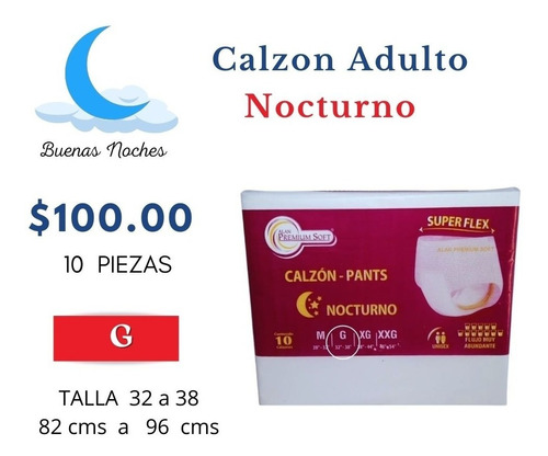 Calzón Desechable Adulto Nocturno  Grande  10  Pzas  Vino 