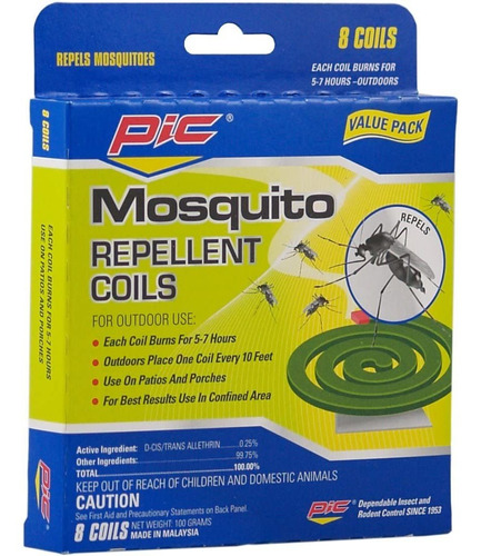 Pic C-8-24 Paquete De 8, Repelente De Mosquitos Espiral