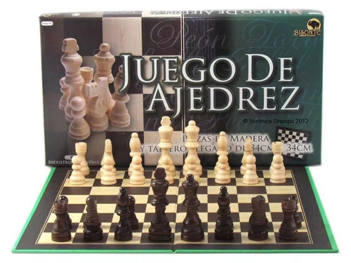 Juego Ajedrez Con Piezas De Madera Y Tablero De 34 X 34 Cm