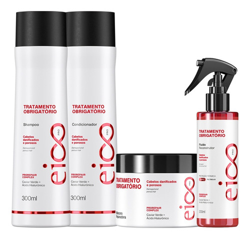 Kit Eico Pro Obrigatório Shampoo Condicionador Máscara Spray