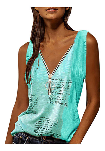Camiseta En Forma De J Para Mujer, Chaleco Estampado Casual
