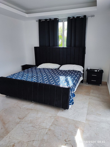 Villa En Playa Nueva Romana Amueblada De 3 Habitaciones Patio Con Matas De Cocos