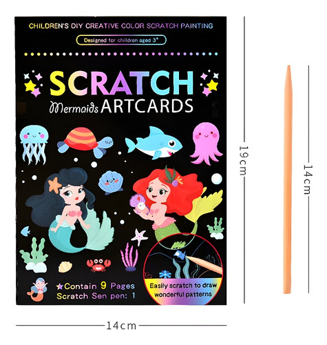 Libro Block Papel Esgrafiado Scratch Para Colorear Niños