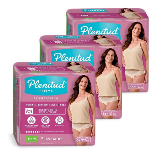 Imagen 3 de 3 de Plenitud Mujer Ropa Interior Femme X 8 Unidades Pack X 3