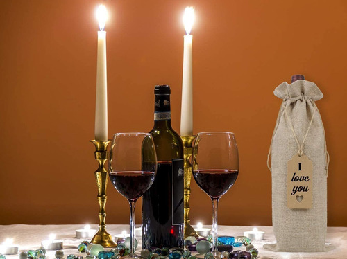 Keniot - Bolsas De Arpillera Para Botella De Vino, Con Cordó