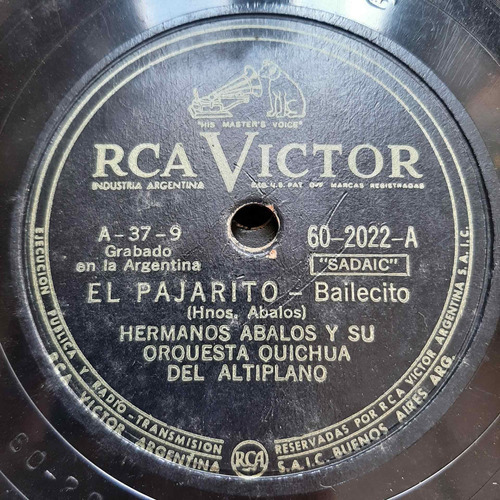 Pasta Hnos Abalos Orq Quichua 9-10 Rca Victor C204