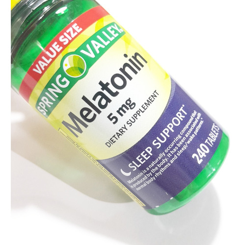 Melatonina 5mg Spring Valley 240 Cápsulas 100% Vegetarianas Sabor Without Flavor