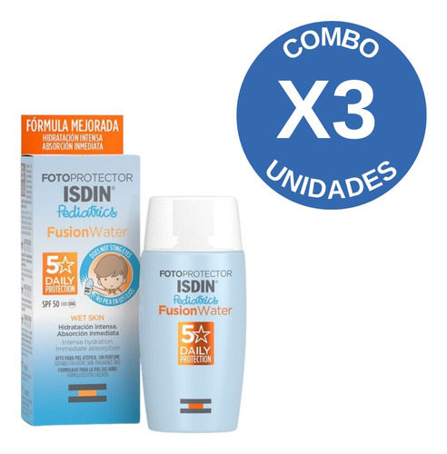 Combo X3 Isdin Fotoprotector Spf50+ Pediatrico Fusion Water