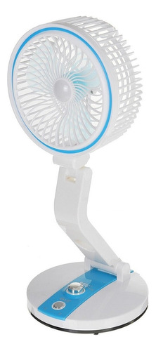 Ventilador Plegable Recargable Con Luz Led Portatil 360° Cantidad De Aspas 3 Estructura Blanco Aspas Azul Diámetro 15 Cm Material De Las Aspas Plástico