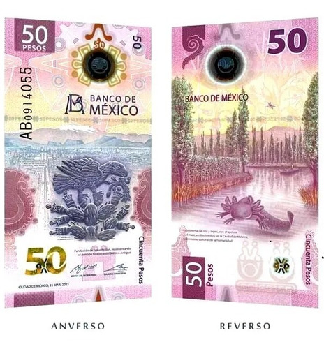 2 Nuevos Billetes 50 Ajolote Fam G Serie A Sin Circular