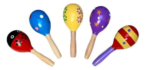 Maraca De Madera Chica  Instrumento Musical Infantil