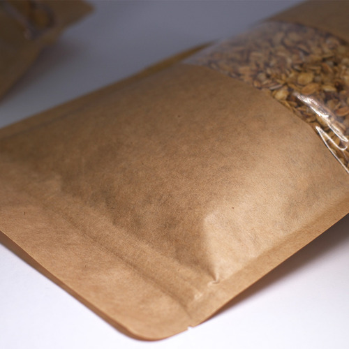 500 Saquinho Fecho Zip Stand Up Pouch 17x23,5 Kraft C/ Visor