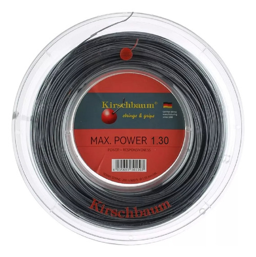 Rollo Cuerdas Kirschbaum Max Power 1.30 Color Gris Oscuro Espesor 1.3 Mm