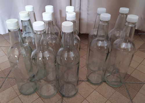 Lote De 13 Botellas De Vidrio Vacías De 700 Ml Tapa Blanca