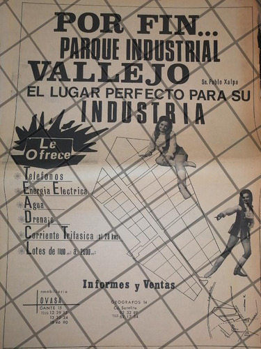 Publicidad Retro Colonia Industrial Vallejo D.f 69 T. Poster