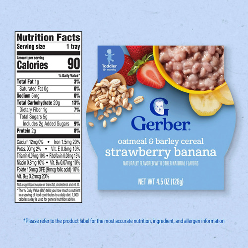 Gerber Alimento P/niños Cereal Avena Sabor Fresa-plátano 4pz
