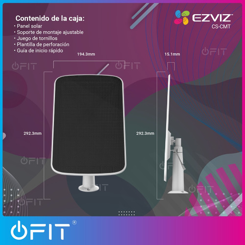 Imagen 7 de 10 de Panel De Carga Solar 6w Bateria Camaras Ezviz Cmt Ip65