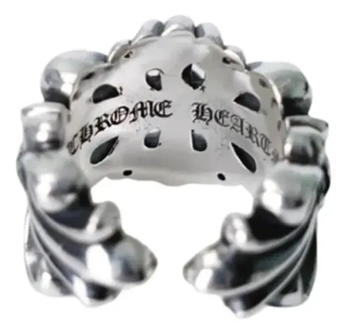 Anel Ajustável Chrome Hearts Double Floral Em Prata | Parcelamento