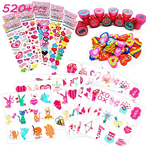 520+ Pcs Happy Valentines Day Party Favor Supplies Craft Set