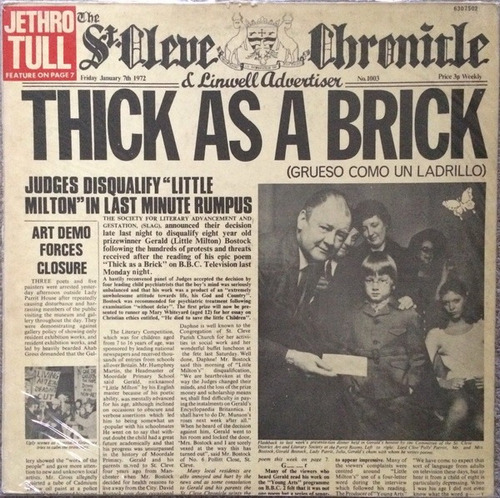 Jethro Tull Grueso Como Un Ladrillo Thick As A Brick Lp 1972