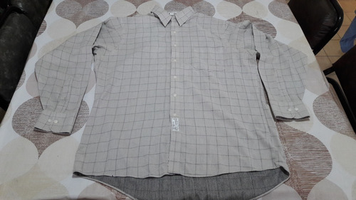 Camisa De Maga Larga Geoffrey Beene Gris A Cuadros