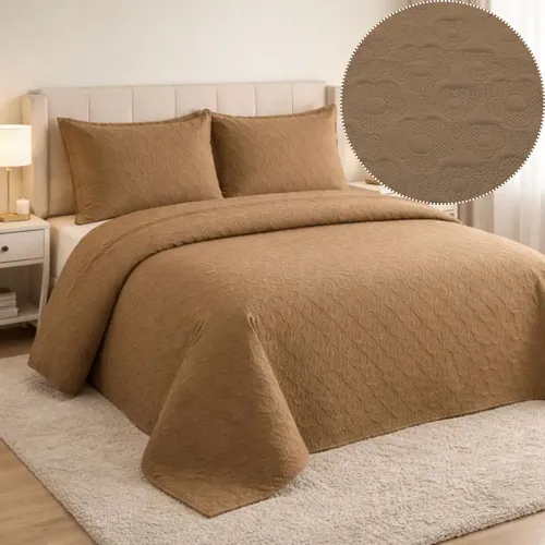 Kit Colcha Cobre Leito Matelado Liso King 3 Peças 150 Fios