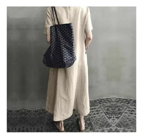 Vestido De Verano De Algodón Holgado Con Cuello En V