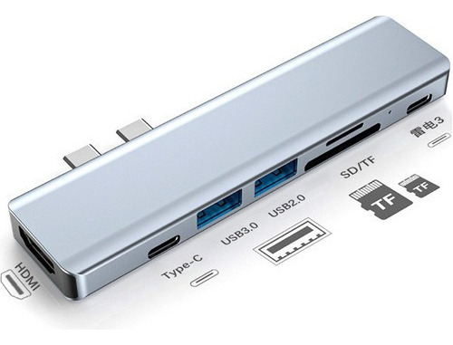 Adaptador Thunderbolt Hdmi 4k Usb 3.0 Mobile-c Hub Gris