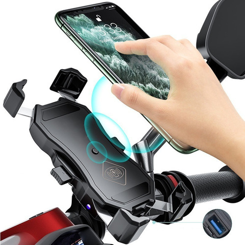 Soporte Celular Con Cargador De Induccion Y Usb For Moto