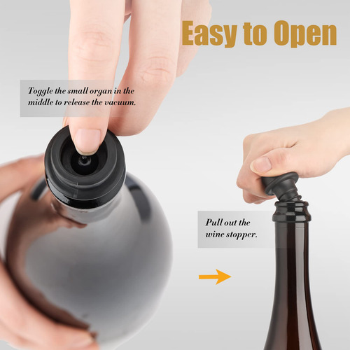 Protector De Vino Con 4 Tapones Al Vacío Reutilizables