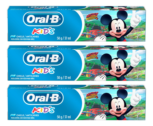 Oral B Kids Kit X3 Pasta Dental Con Fluor Para Niños Mickey 