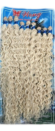 Kit 2 Cabelos Orgânico Ondulado Loiro Na Tela 80cm/300g. Cor Loiro Claríssimo #613