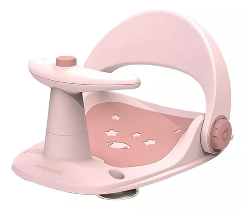 Asiento Baño Bebé Antideslizante Respaldo Ajustable Rosa