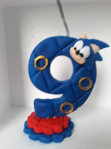Vela Sonic Decorada Biscuit 9 Anos