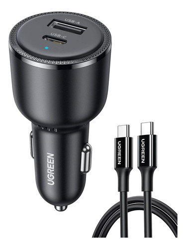 Cargador Ugreen De Coche Carro Automóvil Con Usb C Y Cable 1.5 Mtero Usb C De 63w 