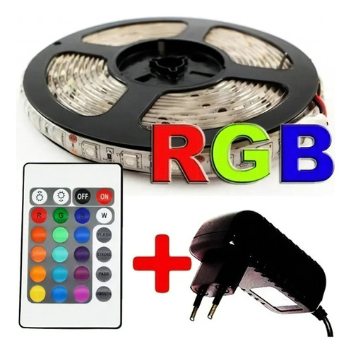 Rollo de cinta LED Rgb 5050 de 5 m, LED IP65, control y fuente de 110 V/220 V